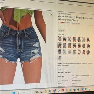 Verdusa Women's Blue Distressed Denim Shorts. NWT